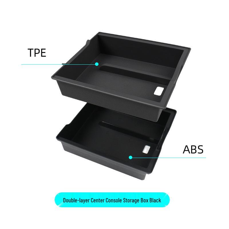 Eco-Friendly Double-Layer Armrest Storage Box for Tesla Model Y Center Console