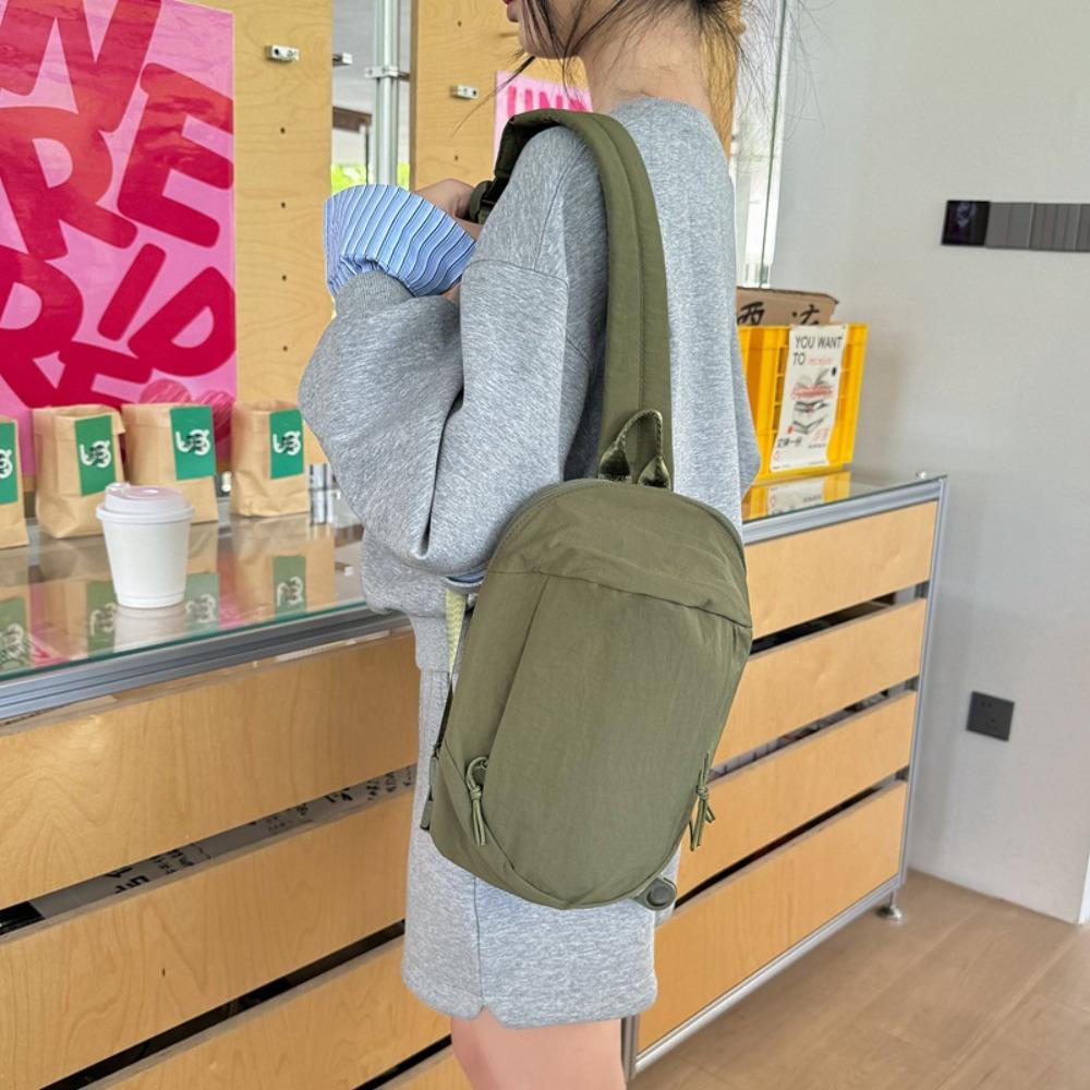 Large Capacity Sports Crossbody Bag Solid Color Outdoor Chest Bag Nylon Shoulder Bag  Hiking