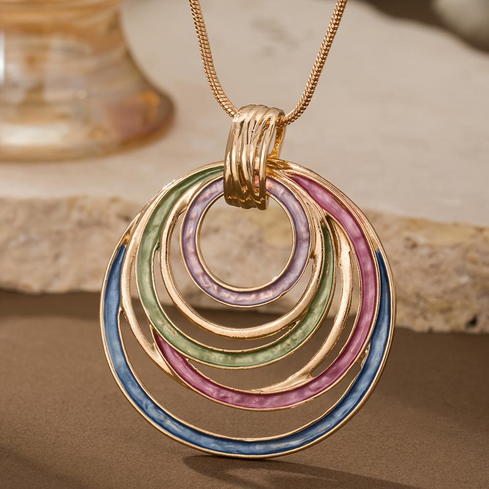 Geometric Oil-Drip Hollow Oval Pendant Necklace - Lightweight Durable Chain, Versatile Women's Jewelry Valentine's Day Gift, Necklace Charms