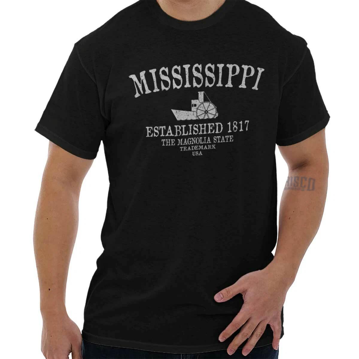 Mississippi Magnolia State Steamboat EST Womens or Mens Crewneck T Shirt Tee M