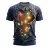 T-shirt da uomo stampata in 3D per Natale Top traspirante Elegante Versatile Girocollo Manica corta T-shirt alla moda Abbigliamento da uomo
