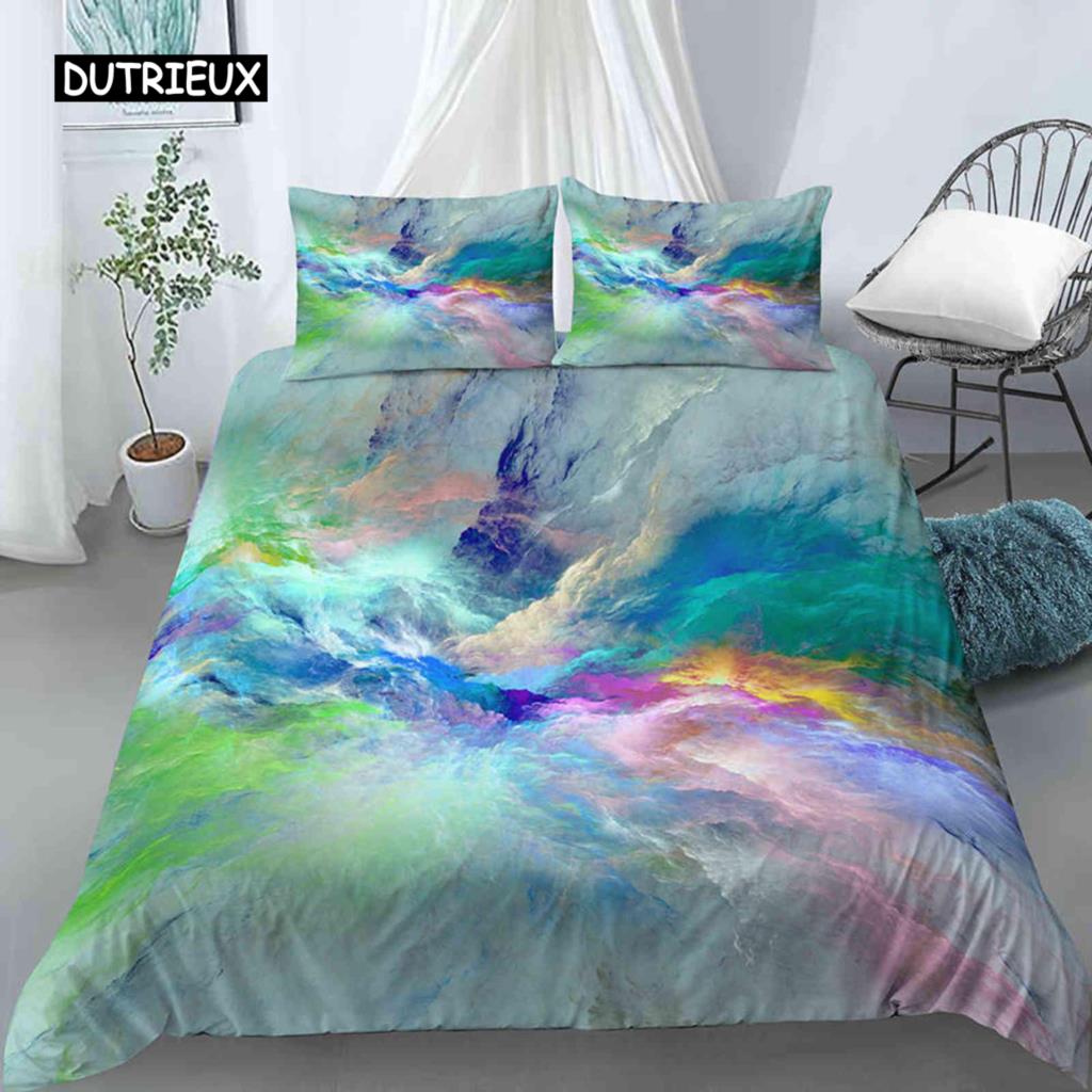 Cloud Duvet Cover Set Microfiber Universe Outer Space Sea of Cloud Mystic Bedding Set Abstract Pattern King Twin Comforter Cover