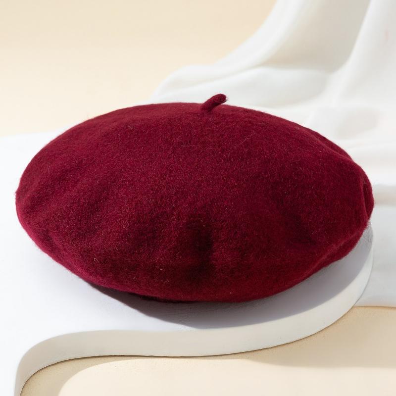 1pc Women's Solid Color Knit Beret, Elegant Japanese Style, Suitable For Daily Travel And Shopping Vintage Casual