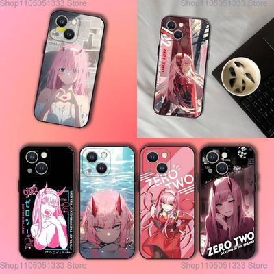 Darling In The Franxx Zero Two Phone Case For iPhone 16,15,14,13,12,11,Pro,XS,Max,XR,Plus,E,SE4,Mini Black Soft Cover