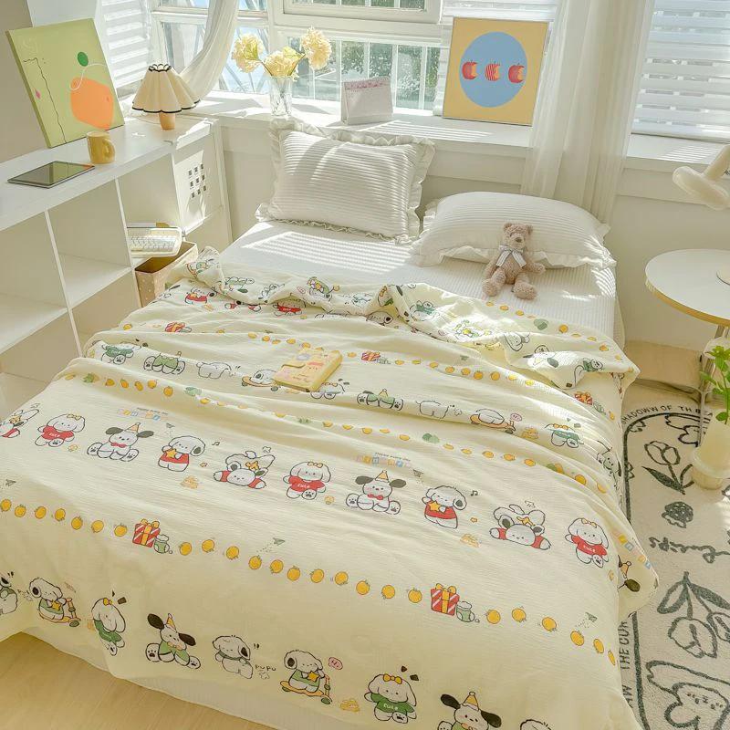 Black White Cartoon Crocodile Summer Quilt Kawaii Animals Print Thin Blanket Air-conditioning Quilted Quilt for Kids Boys Girls