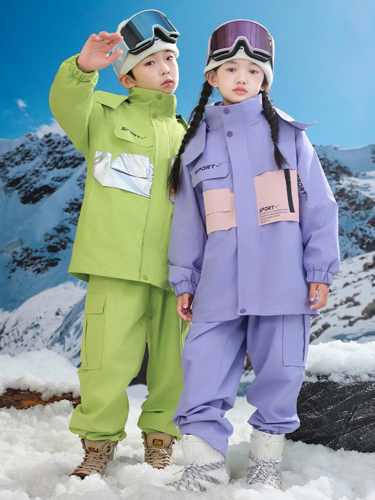 Kids' Thickened Ski Suit Set: Warm DuPont, Three-Proof Mountaineering Jacket for Boys & Girls, Primary School Students, Three-Piece.