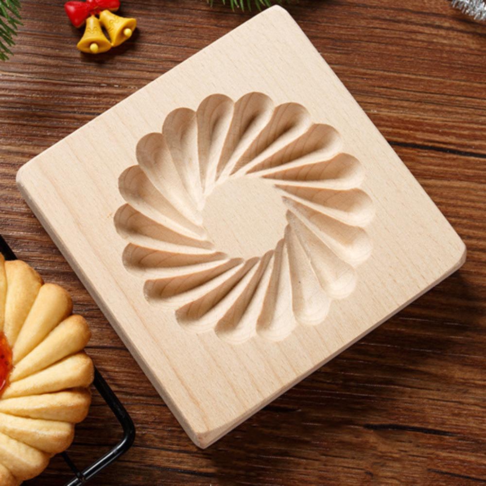 Vyřezávané formy na džem na sušenky Reliéfní formičky na sušenky pro domácnost Dřevěná vykrajovátka na cukroví Pekárna