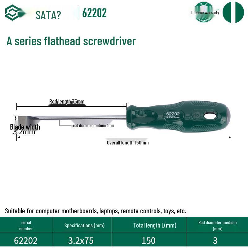 

SATA S2 Super Hard Slotted & Phillips Screwdriver for Computer Repair and Toy Remote Control