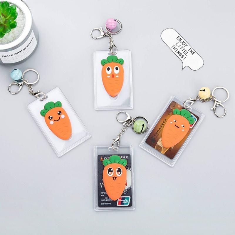 Creative Cartoon Carrot Printing Transparent Acrylic Card Holders Kawaii Students Bus Metro Card Hold