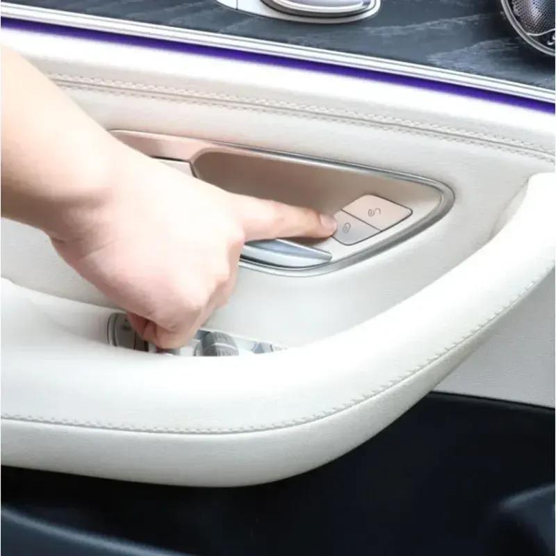 LHD RHD Car Interior Sticker For Mercedes Benz C E S Class GLC GLK GLB Central Door Lock Unlock Switch Button Cover Accessories