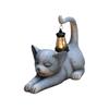 Auto On/Off Solar Lantern UV Resistant LED Lamp Garden Ornament Garden Cat Figurine  Villa Lawn