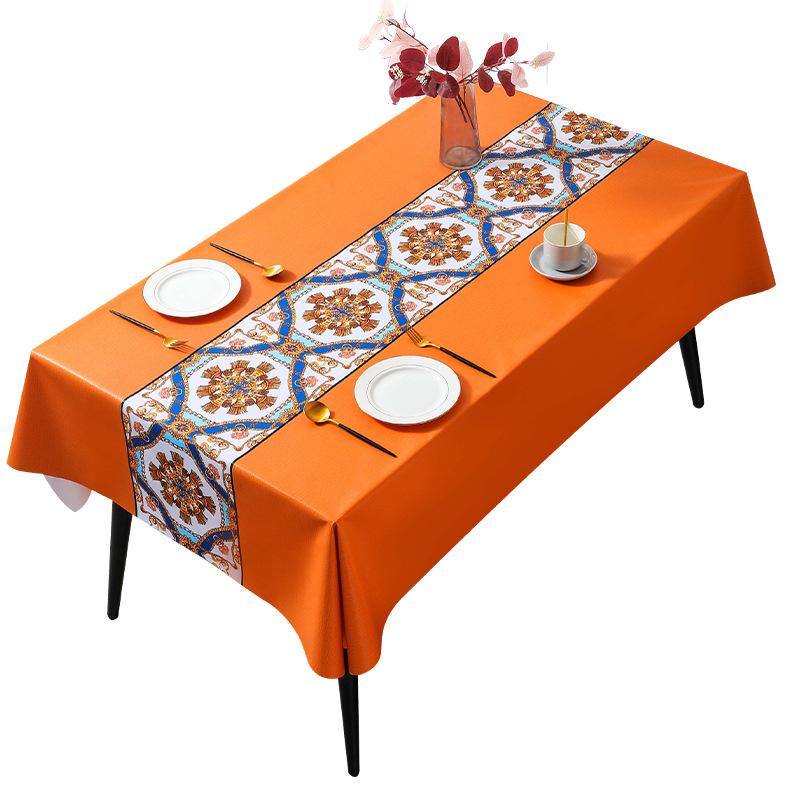 Nordic National Fresh Air Tablecloth Waterproof And Oil-Proof Leave-In Household Tablecloth Pvc Dining Table Mat