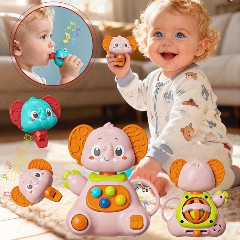 Baby Rattle Toy with Elephant Shapes - Sensory Development Toy for Infants & Toddlers, Mixed Colors - Hand-Eye Coordination,
