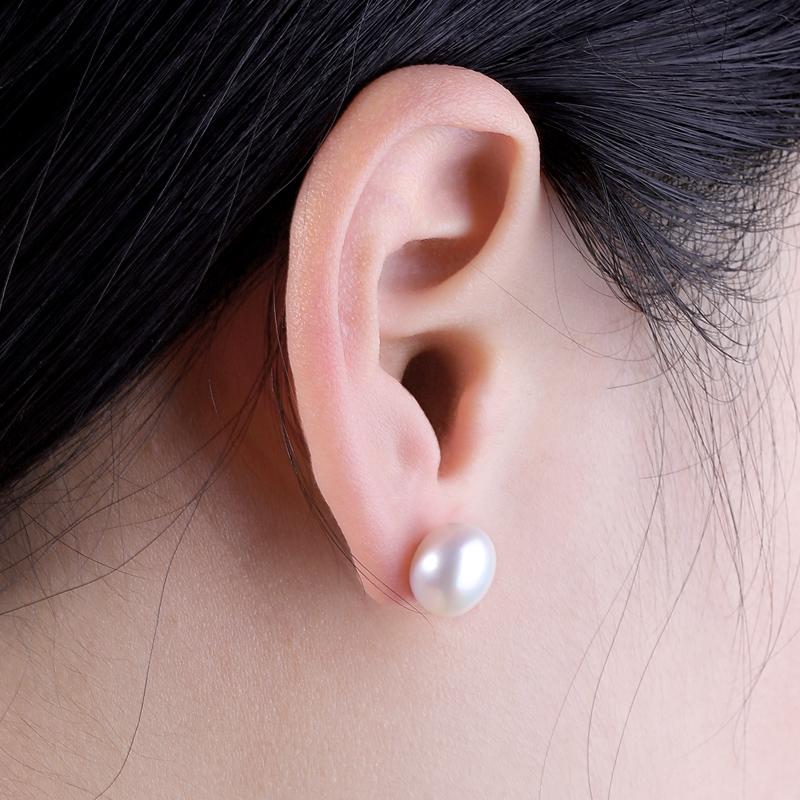 Real 18k Gold Pearl Earrings for Women,White Black Natural Freshwater Pearl Earrings Gold AU750 Wife Mother Anniversary Gift Pin