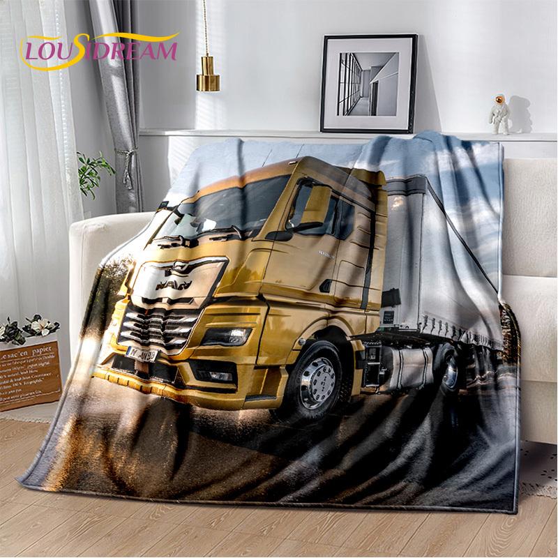 HD Man Truck Lorry 3D Printing Soft Flannel Blankets,Throw Blanket Comfortable Blanket for Picnic Beds Sofa Home Bedroom Gifts