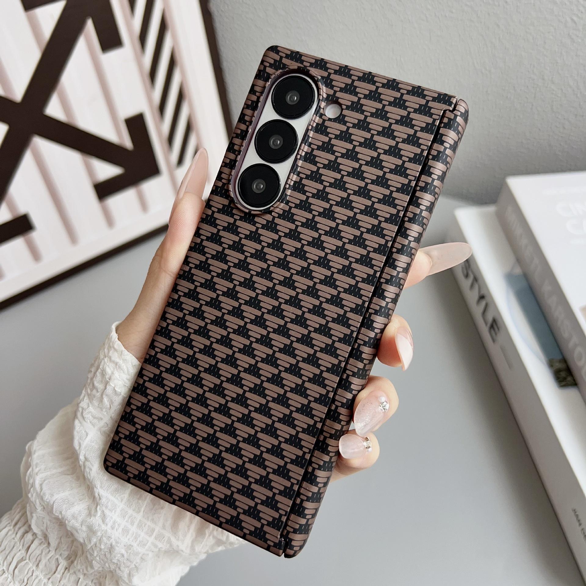 

Подходит для Samsung Zfold7 6 5 Складной чехол для мобильного телефона Стиль Простой Бизнес Узор из углеродного волокна Магнитный чехол-книжка Samsung ZFold7