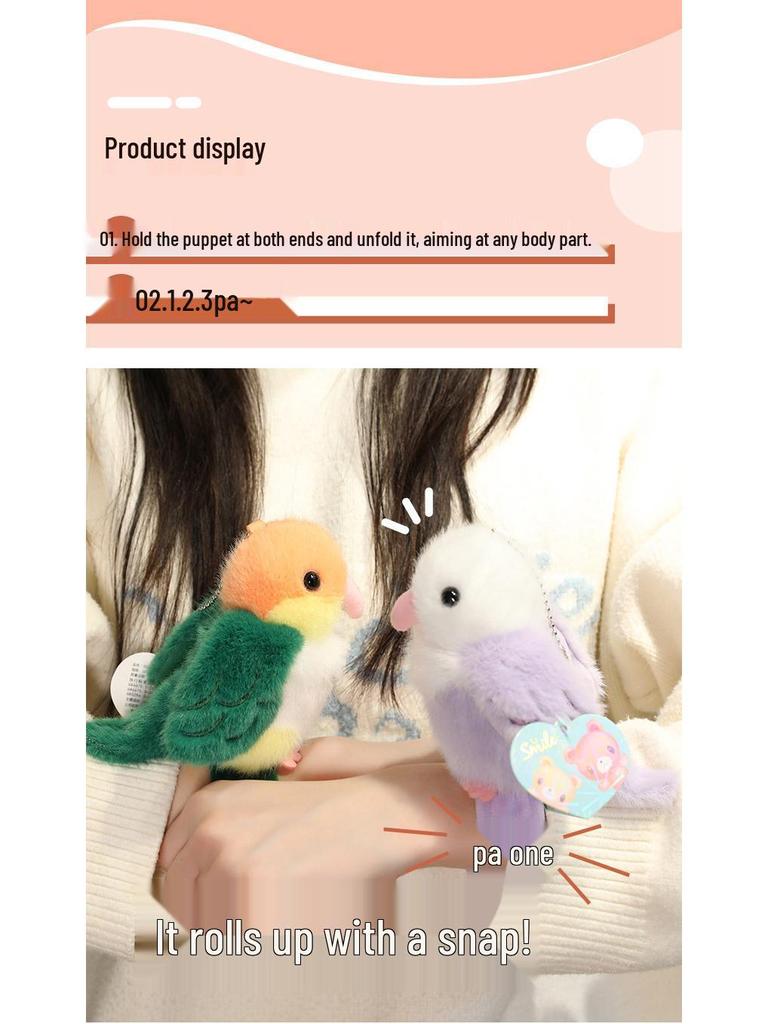 Popular Plush Parrot Bird Slap Bracelet & Pendant Doll