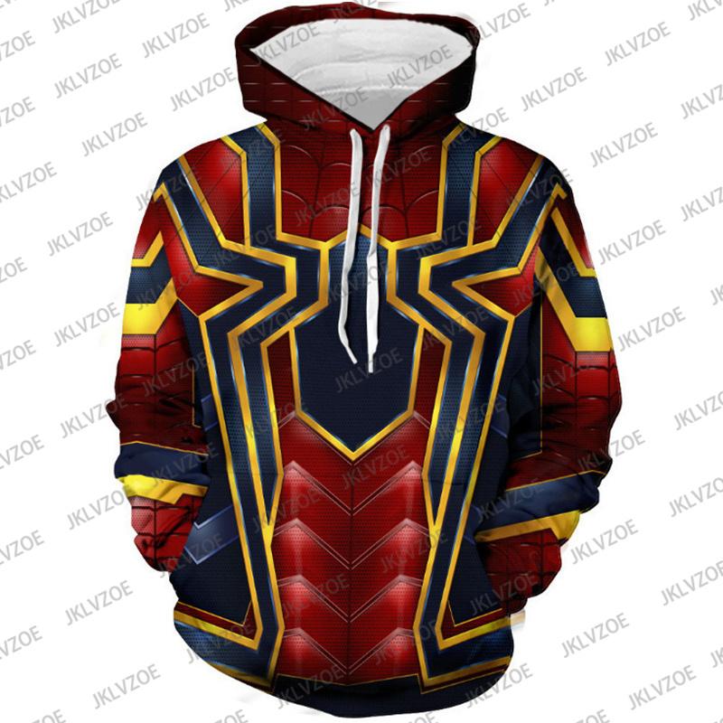 European American Spider Man Muscle Hooded For Men 3D Digital Printed Street Hoodie Harajuku Men Clothing Pullover Sport Hoodies