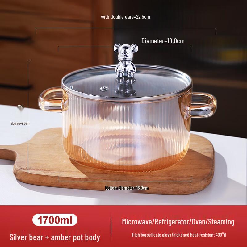 Qianxing High Borosilicate Glass Soup Pot with Handles