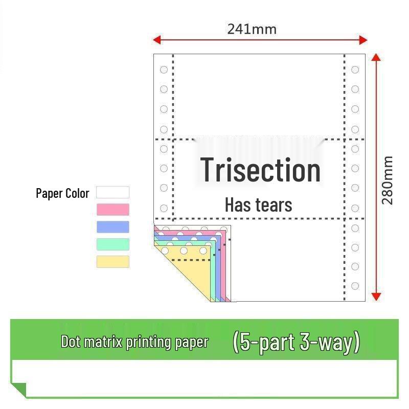 Multi-Part Dot Matrix Printer Paper: Single to Five-Part for Receipts & Delivery Notes.