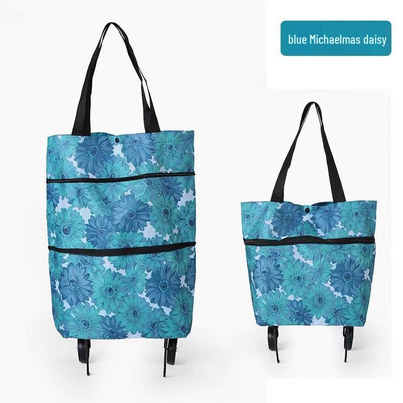 Foldable Oxford Cloth Wheeled Shopping Trolley Bag