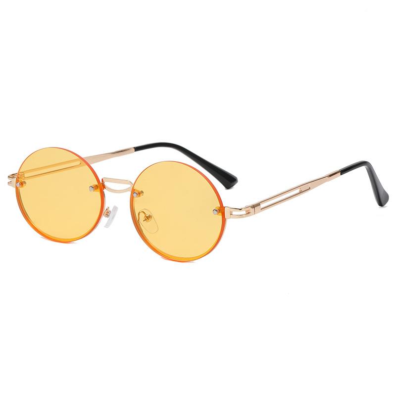 Round Shape Rimless Sunglasses For Woman Vintage Style Anti-Reflective Sun Glasses Woman Stylish Travelling Men Sunglass