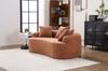 Modular, Curved Two-seater Sofa, Contemporary Style, Including Three Decorative Cushions, Ideal for Small Apartments, No Assembly Required, Coral Pink