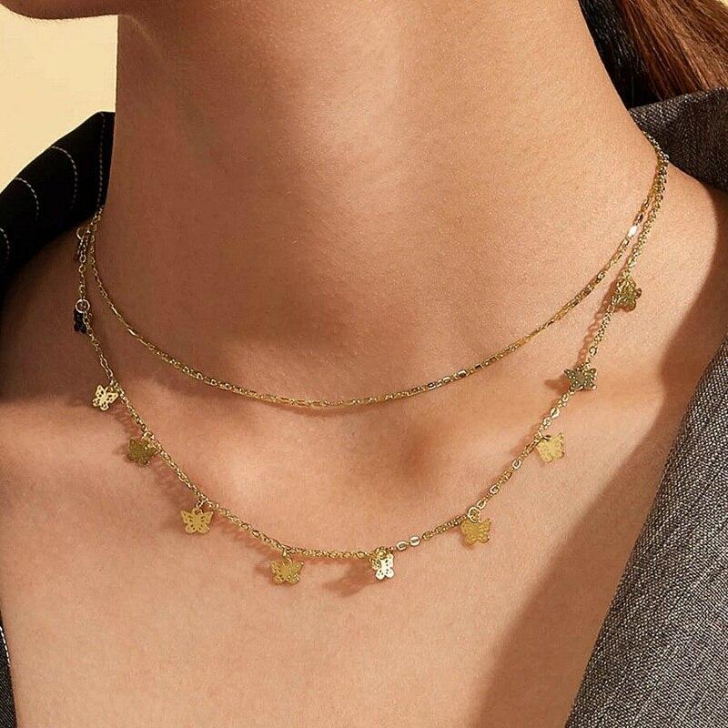 Buy Bead Butterfly Necklace Gold Black 