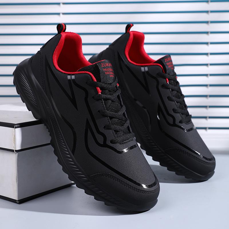 Men's Plus Size Waterproof Leather Sneakers - Non-Slip, Soft Sole, Versatile Casual Running Shoes for Autumn and Travel