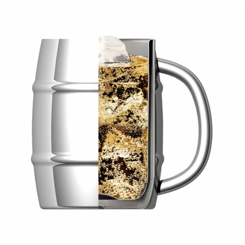Kakusei Vacuum-Sealed Mug, 1.0L, Silver, Double-Layered Vacuum Wall, Insulates Hot & Cold Drinks, Easy-Grip Handle, Reduces Condensation, and Keeps Ic