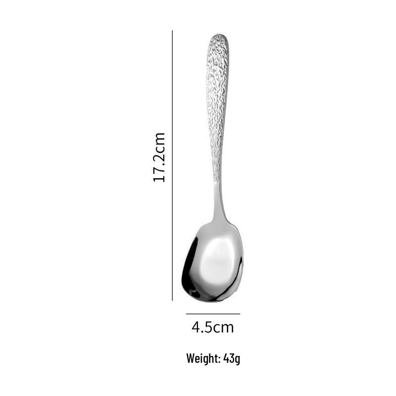 High-End 304 Stainless Steel Stone Texture Flat-Bottom Soup Spoon