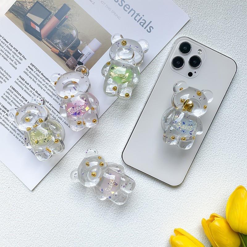 Little Fresh Bear Mobile Phone Stand Air Cushion Bag Back Adhesive Desktop Surface Scalable Niche Ring Transparent