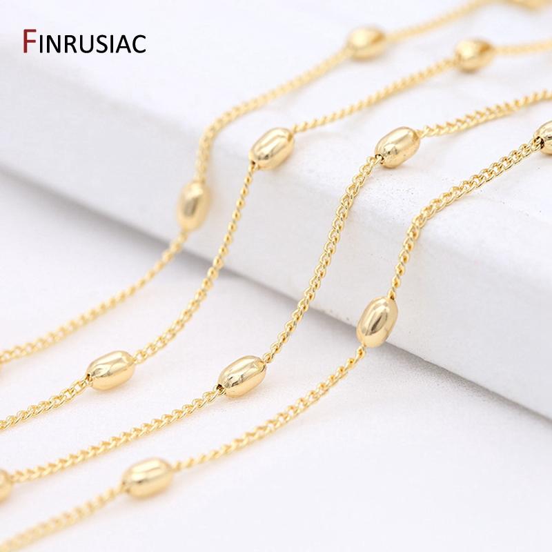 

3*5mm bead Chain 14k gold plated Chain Supplies handmade DIY sweater chain earrings necklace bracelet making material Length 1 meter