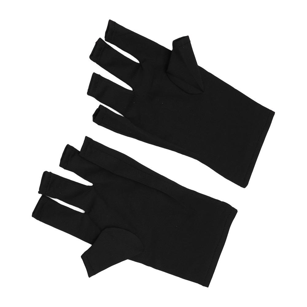 2 Paar schwarze fingerlose UV-Schutzhandschuhe Maniküre UV-Handschuhe für Zuhause DIY-Nagelkunstschutz