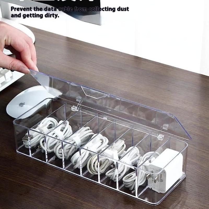 Transparent Data Cable Organizer Case Classification Dustproof Card Organizer With Lid Clutter Collection Box For Office Home