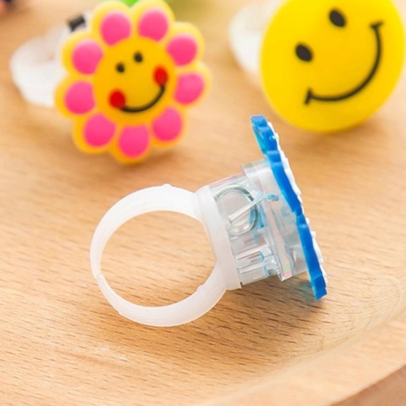 5 PCS Cartoon Finger Ring Toy, LED Flashing Light Toy for Kids Birthday Party Favors,animal and Frui