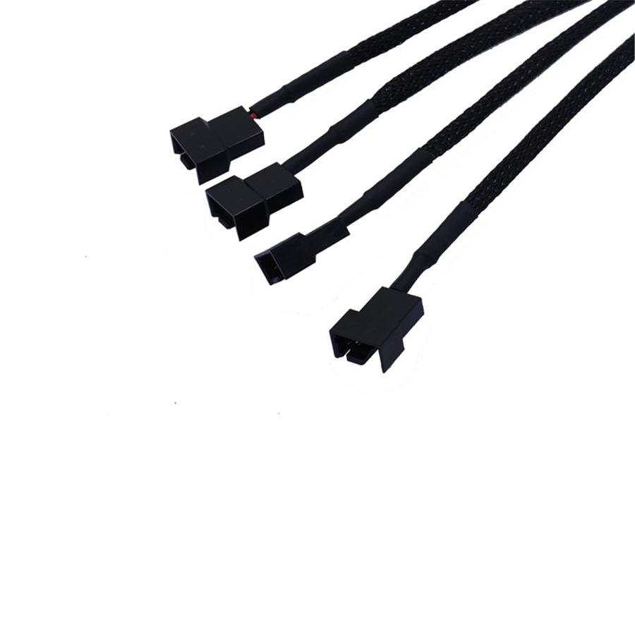 5Pcs 15-Pin SATA To 4X 3 or 4 Pin Fan Connector 12V Sleeved Power Adapter Cable