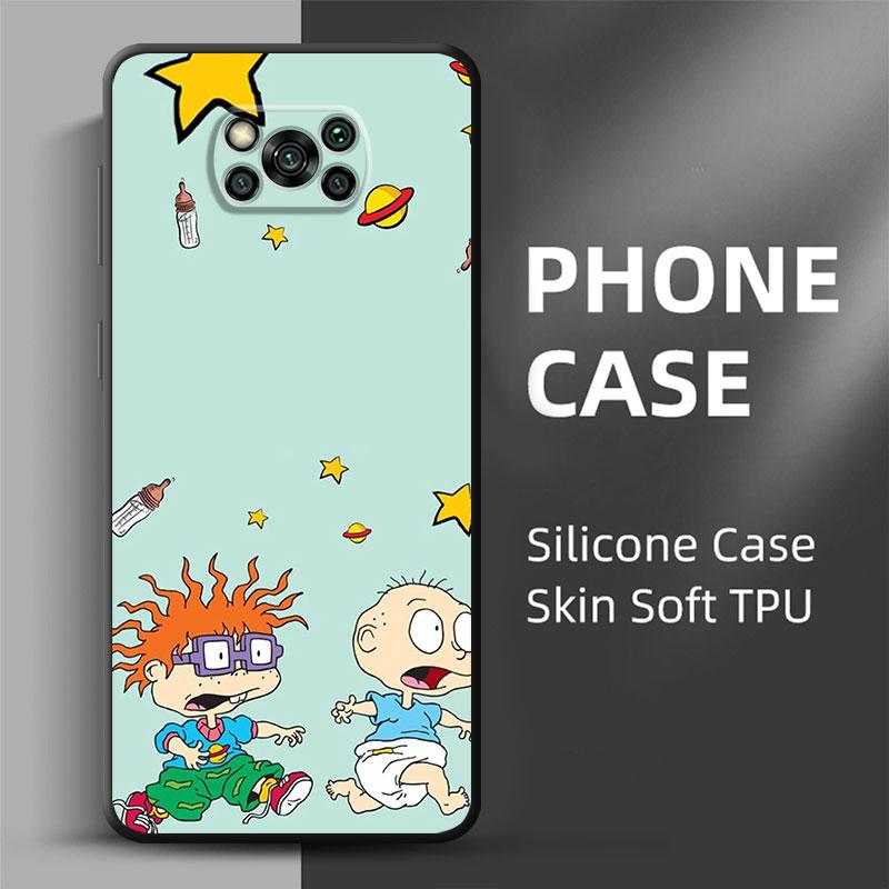 Cartoon-Rugrat Anime Handyhülle für Poco X4 M3 F1 X3 NFC M4 5G F4 C40 X3 Pro F3 GT M3 Pro X3 GT Schwarz Weiche Hülle Luxus Funda