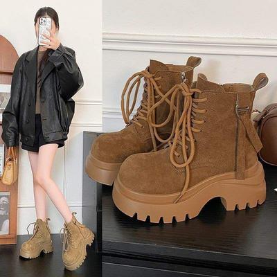 Martin Boots Damen 2025 Herbst neu Muffin dicksohlige kleine Männer erhöhend Lokomotiv-Retro Schnürstiefeletten