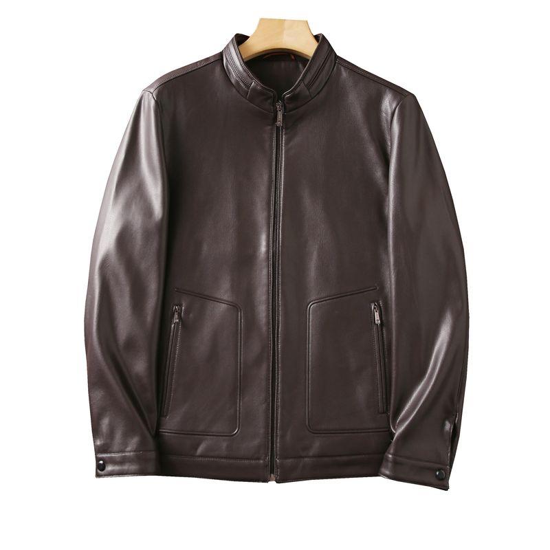 Surprising Than Expected. Highly Recommended. Italian-Style High-End Men's Autumn Casual Stand-Up Collar Pu Leather Jacket Motorcycle Leather Jacket