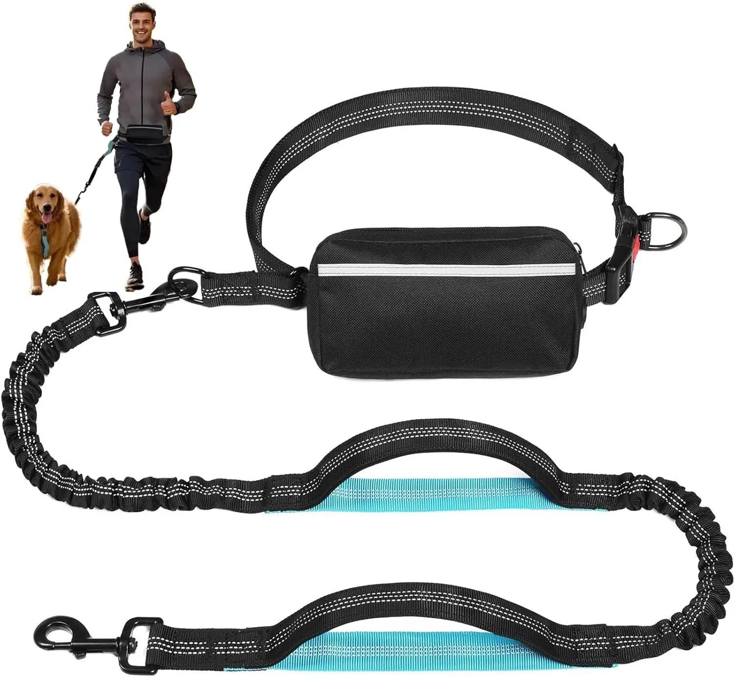 

Retractable Bungee Waist Dog Leash with Zipper Pouch Free Dual Padded Handles for Running Jogging Medium Large Dogs Hands Free XS чёрный