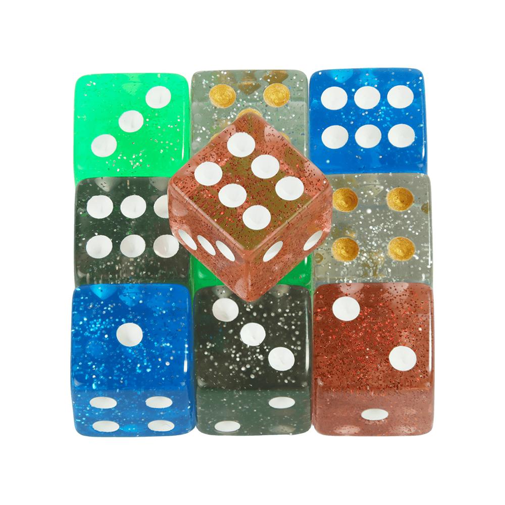 6 Lados Jogo Dice Glitter 10PCs 16mm Entretenimento Acrílico Jogo Ferramenta Dados