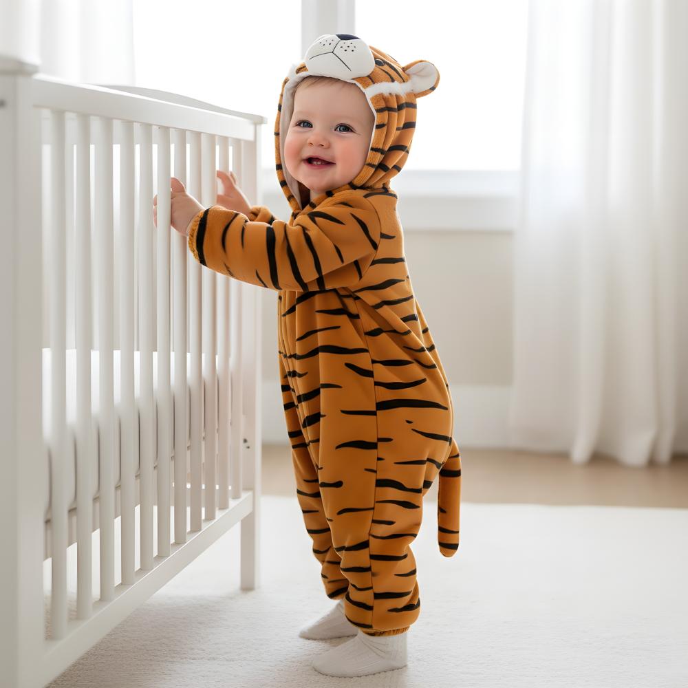 Pyjama Onesie Kostüm Verkleidung Schlafanzug Tiger Baby 90: 78-86 Cm