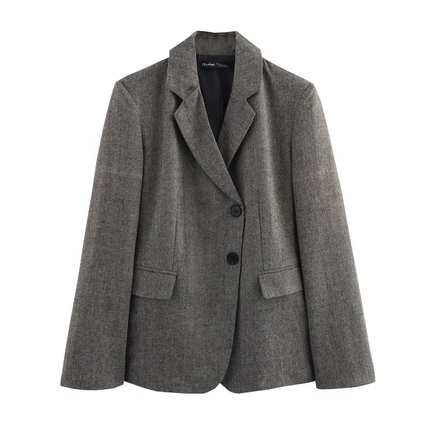 

2025 Spring Women s Double-Breasted Suit Jacket & Pants Set - European & American Style Extra Small