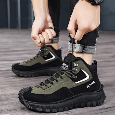 Fashion 2025New Mens Shoes Trendy High-top Platform Sneakers Non-slip Hiking Shoes for Men Lace Up Ankle Boots Outdoor Work Safety Shoes
