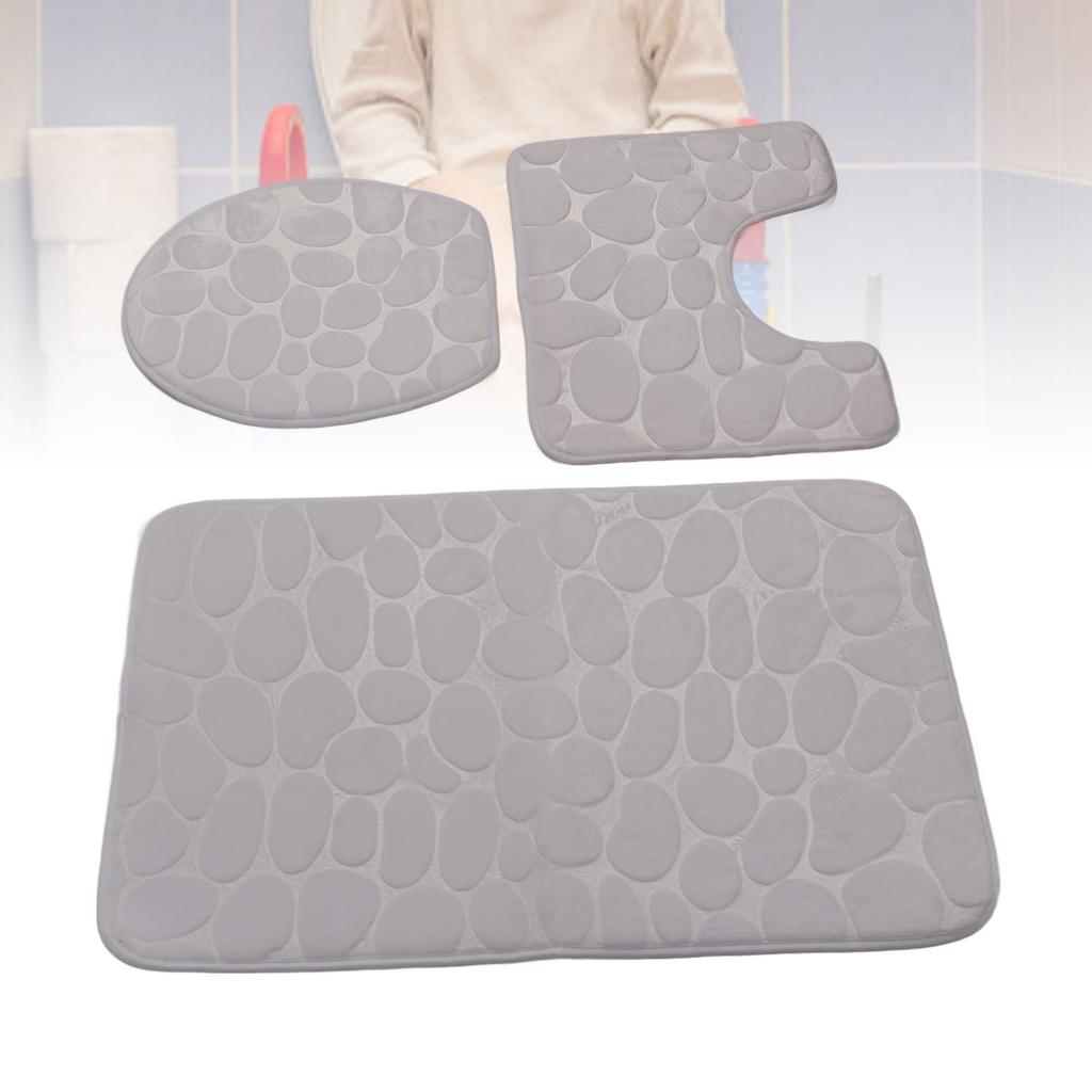 Conjunto de 3 Tapetes de Banheiro Forma U Tapete para Vaso Sanitário Tampa de Vaso Sanitário Tapete de Banho Absorvente de Água Antiderrapante Tapetes de Banho para Treinamento de Penico Crianças Adulto
