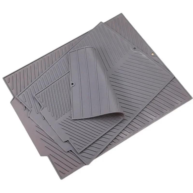 1pcs Collapsible Silicone Drain Pad Drying Mat Non-slip Kitchen Tableware Mat Heat-Resistant Coaster Multi-function Kitchen Tool