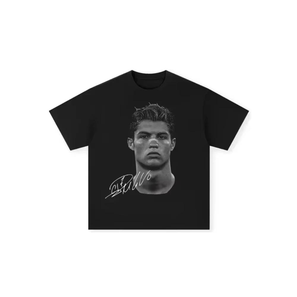 Cristiano Ronaldo Soccer Superstar Super Fashion Print Short Sleeve Cotton Tshirt Unisex and Women Worn American Style T Shirt