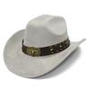 European and American Style High-quality Suede One-word Top Curved Brim Cowboy Hat Classic Bull Head Decorative Top Hat British Gentleman Hat
