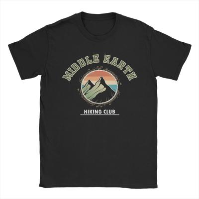 Men T-Shirt Middle Earth Hiking Club L-Lords Of The R-Rings Pure Cotton Tees Short Sleeve  T Shirts Crew Neck Clothes Original